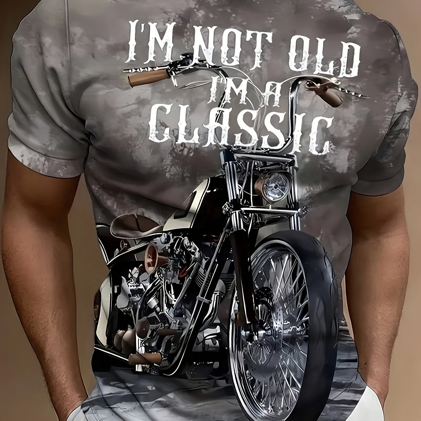 Men's Short Sleeve Graphic T Shirt with 3D Motorcycle and Humorous Print Polyester Blend Casual Summer Outdoor