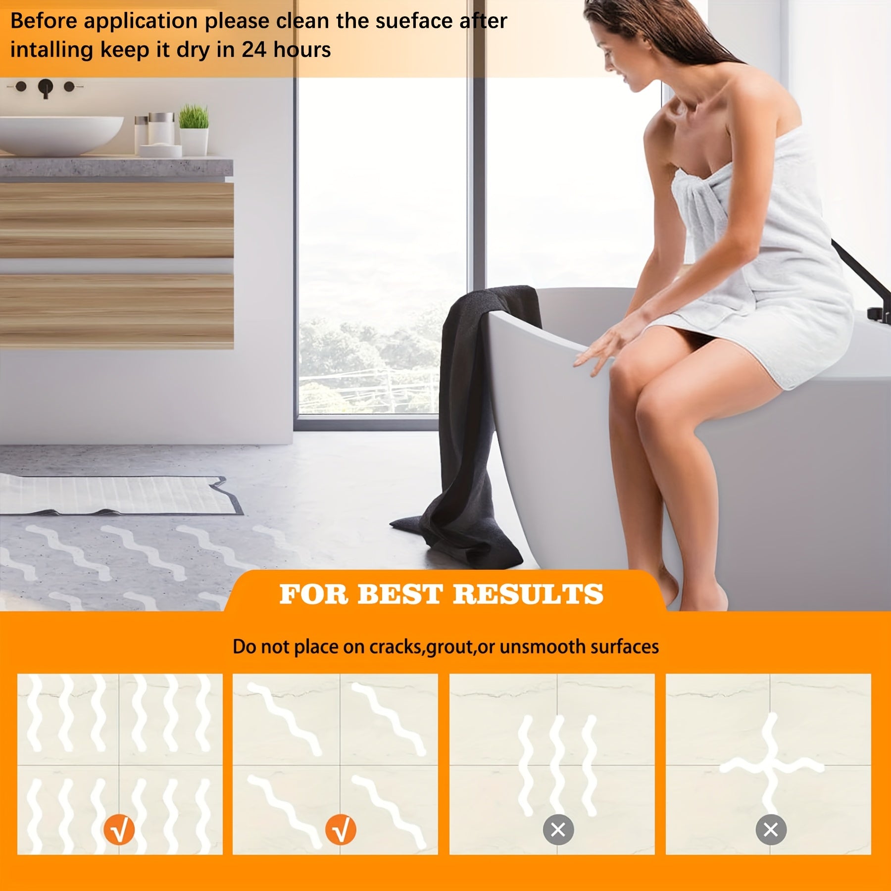 24 штук EVA наклеек для ванны противоскользящих лент с волнистым узором