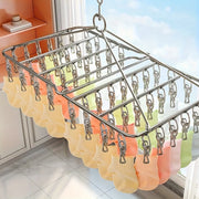 Estante de secado de ropa de acero inoxidable 30-clip, organizador de lavandería a prueba de viento para dormitorio, baño y armario
