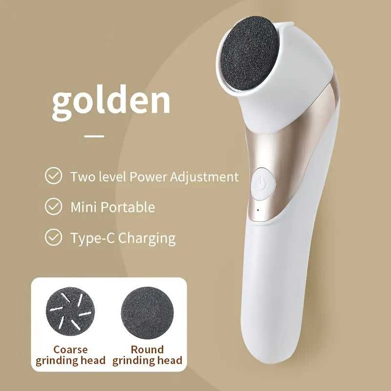 Electric Foot File USB Rechargeable Dual-Head for Thick Leather and Dry Skin Care White