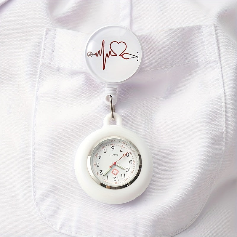 Broche reloj de pulsera Nurse Quartz, clip, reloj de bolsillo telescópico para profesionales de la salud