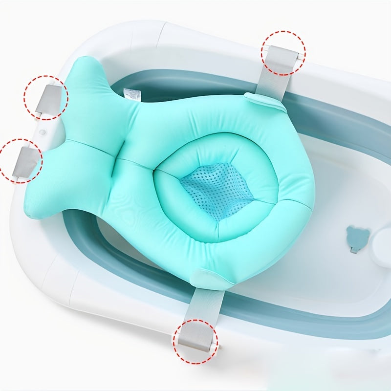 Детский нескользящий коврик для ванной с сетчатым карманом - изготовлен из мягкого полиэстера, доступен в розовом или синем цвете для детей и подростков