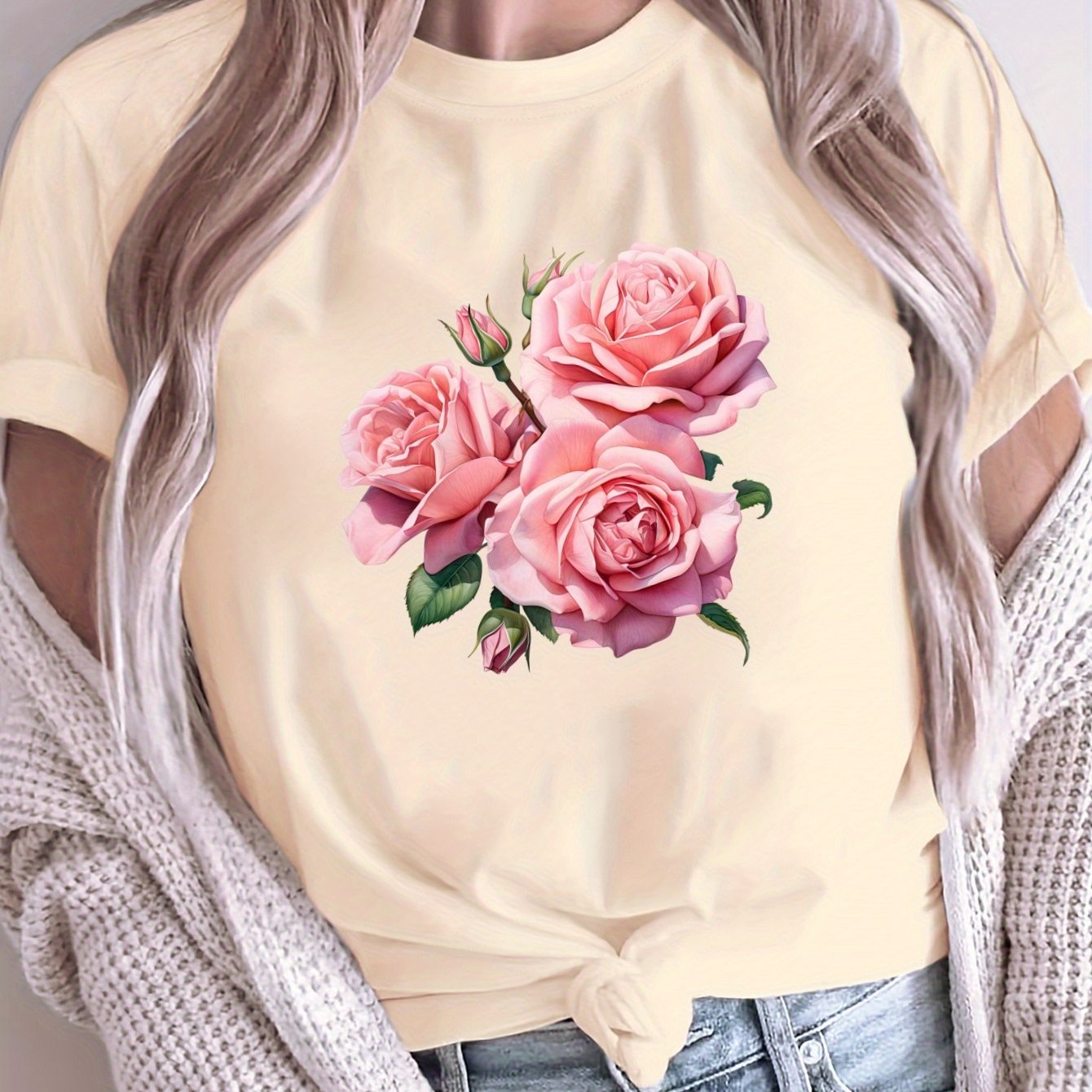 Women's Loose Large Size T-Shirt Summer Casual Short Sleeve Breathable Fabric