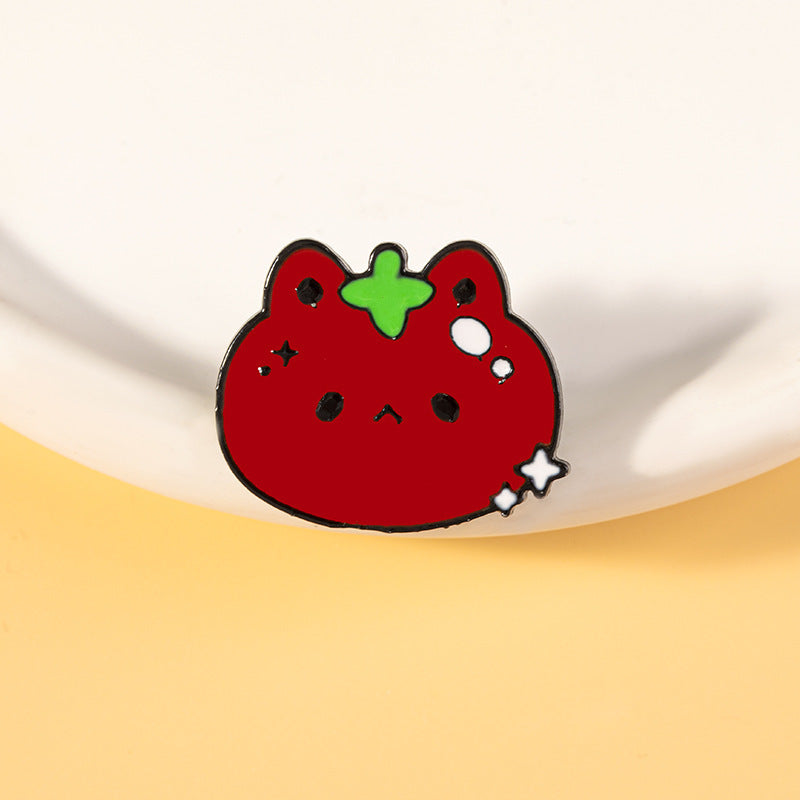 Set of 4 Fruit and Vegetable Brooches Garlic Tomato Pattern Jewelry Accessories for Clothing Bags