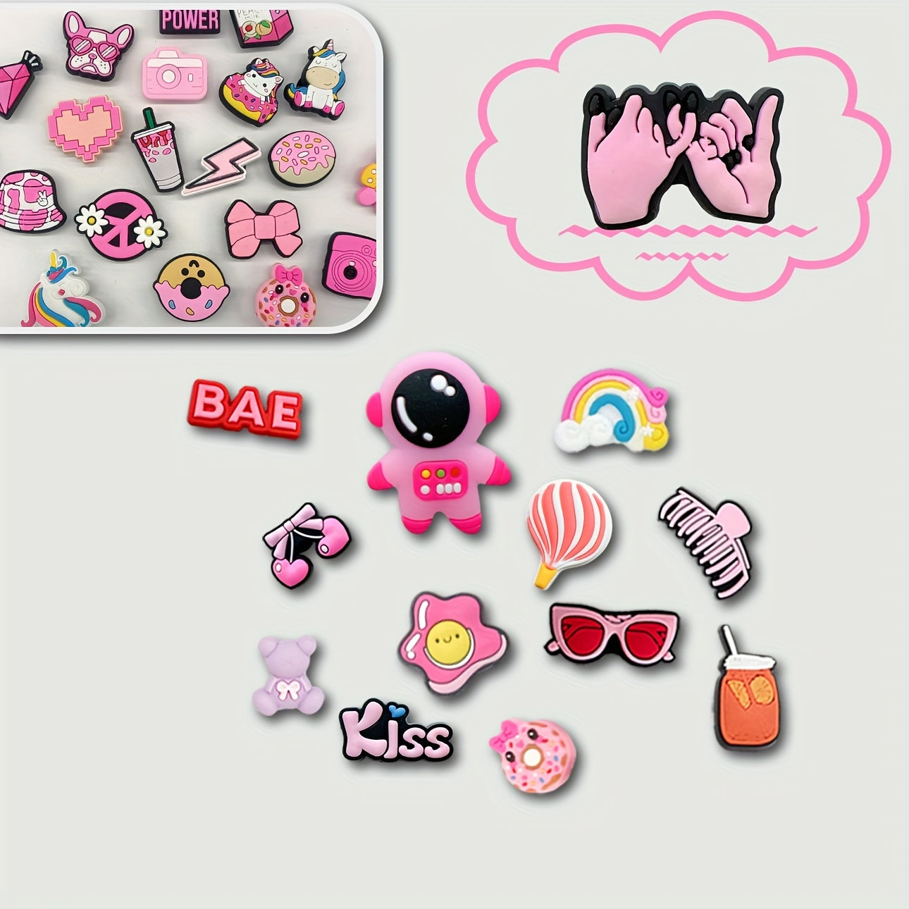 Kids Girls Pink Charm Bracelet Set with Shoe Jewelry and Watch Charms