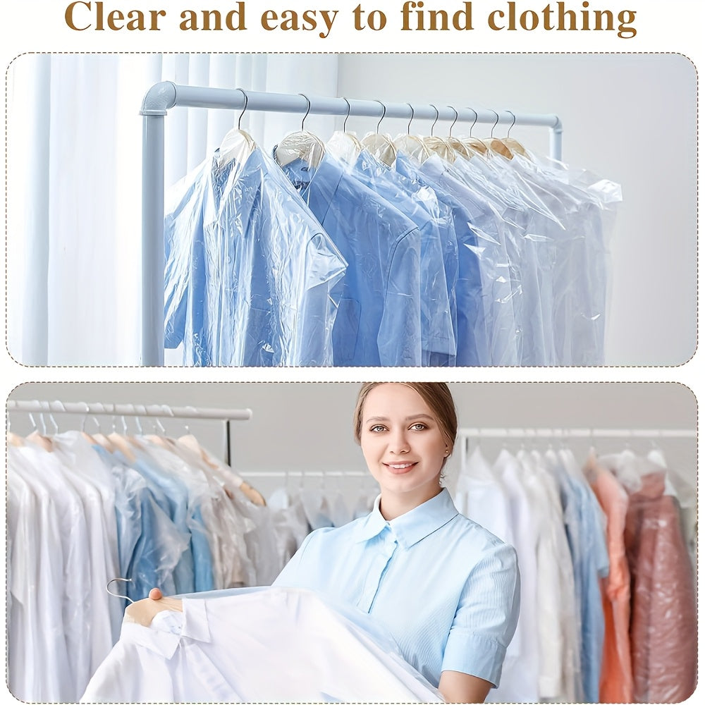 20-Pack Clear Plastic Garment Bags for Suits Dresses Coats Dustproof Storage
