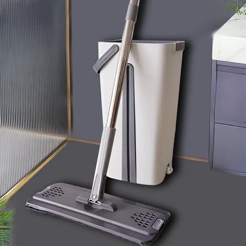 2-in-1 Flat Mop Set with Self-Cleaning System for Wet Dry Floor Cleaning