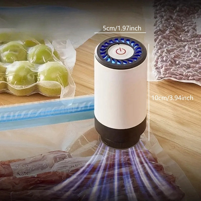 Portable Vacuum Sealer with USB Rechargeable Electric Pump 800mAh Lithium Battery Reusable Sealing Bags