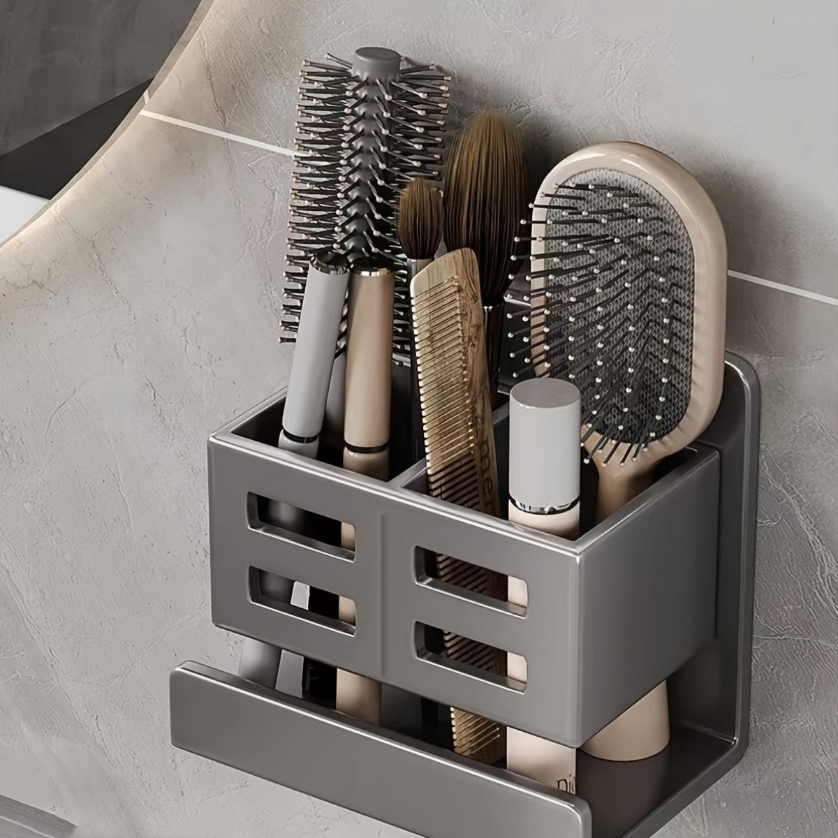 Bathroom Wall Organizer with Storage Cylinder for Combs Toothbrush and Razor