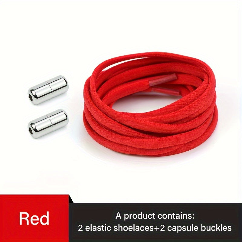 Unisex Elastic No-Tie Shoe Laces with Metal Buckle Quick Fasten Solid Color