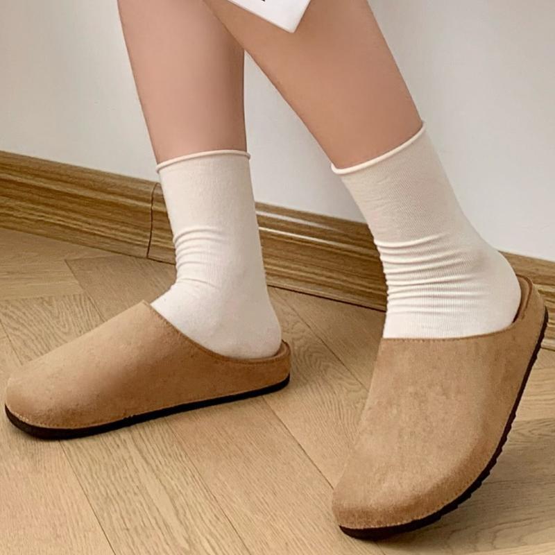 Women's Vintage Beige Slip-On Mules with Soft Cushioned Insole