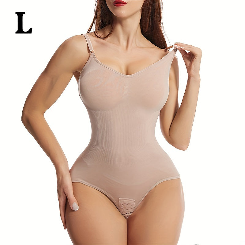 1 dona Ayollar uchun Yuqori Elastiklik Shapewear Bodysuit, Orqa qismi ochiq, Qorin nazorati, Elastik son ko'tarish, To'liq ko'krak siqilishi, Poliamid va Spandex mato, Moslashuvchan kamarlar, Katta o'lcham, Yengsiz