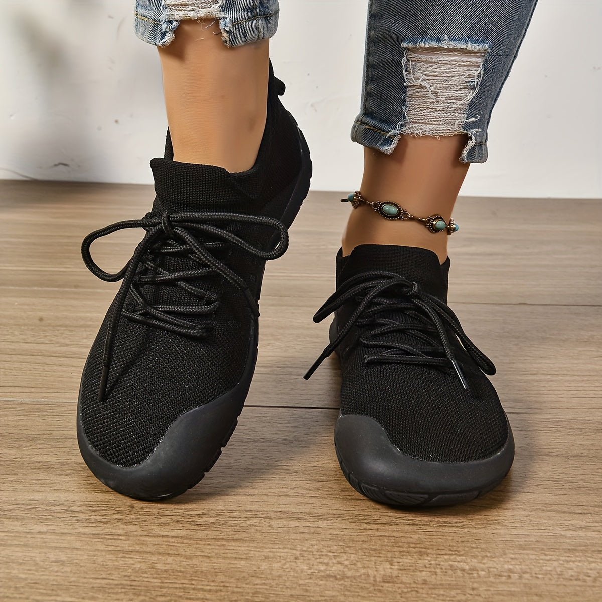 Zapatillas casuales para mujer con caja de dedos ancha, zapatos antideslizantes para caminar