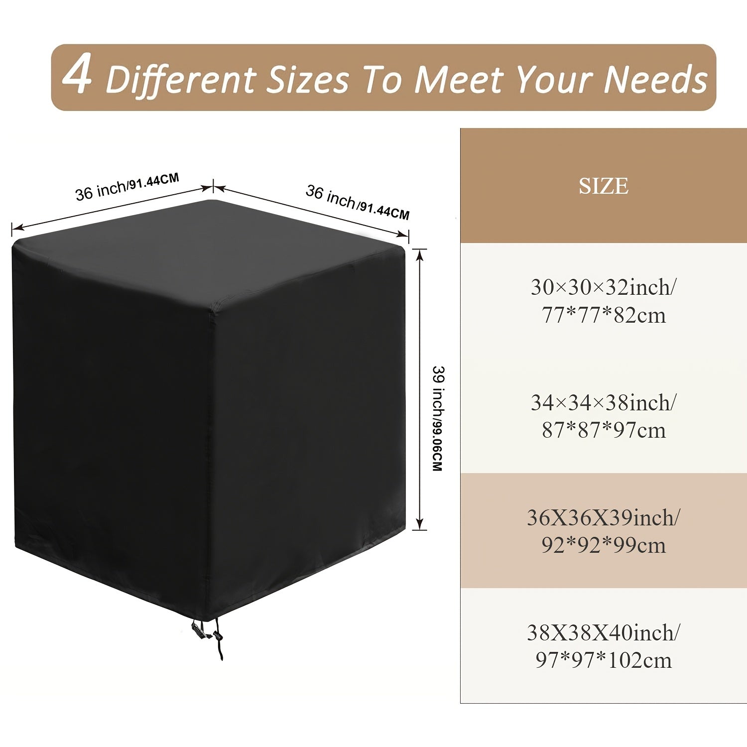 Waterproof Weather-Resistant Cover for Outdoor Air Conditioners 97x97x102cm