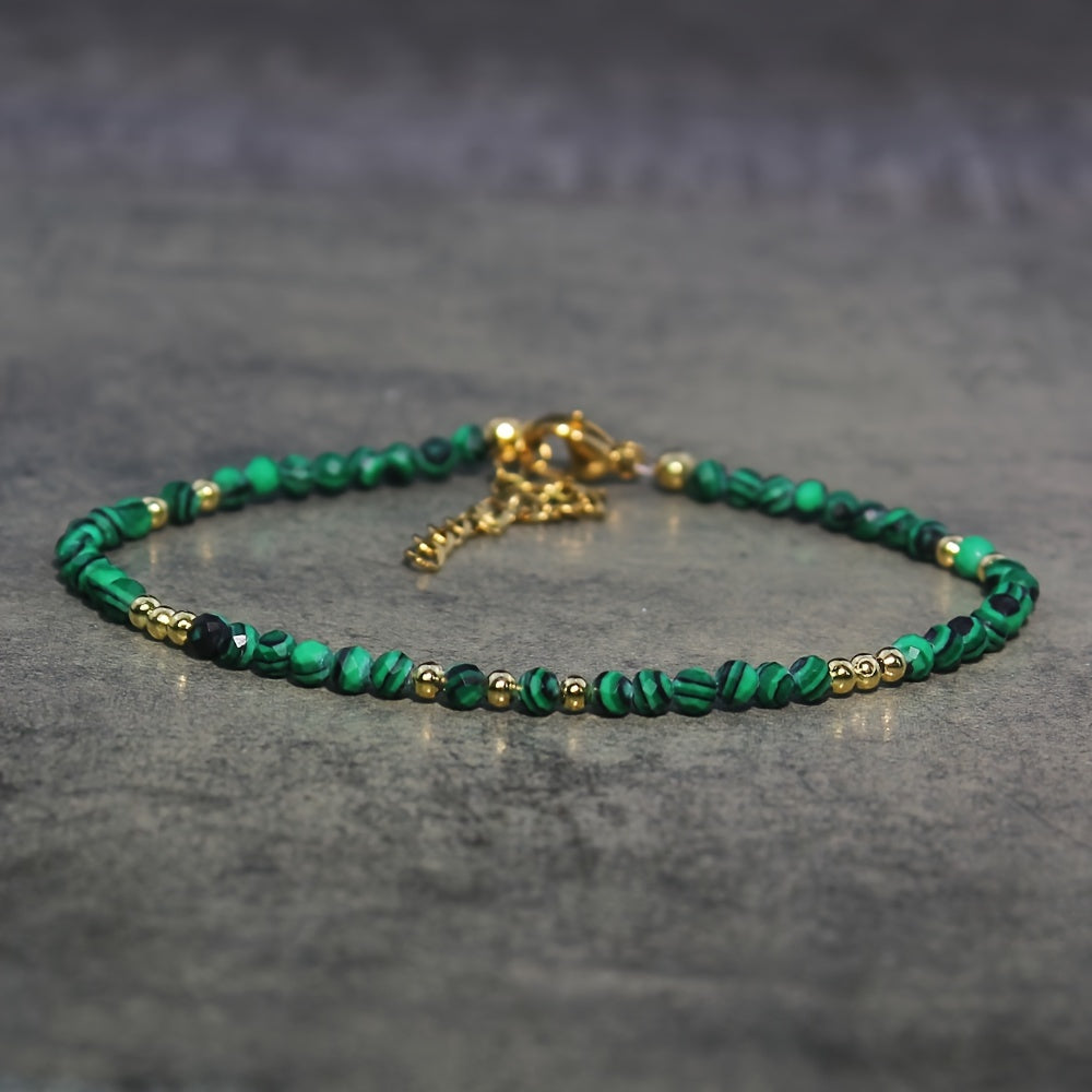 Женский браслет из бусин лунного и солнечного камня для подарка и украшений