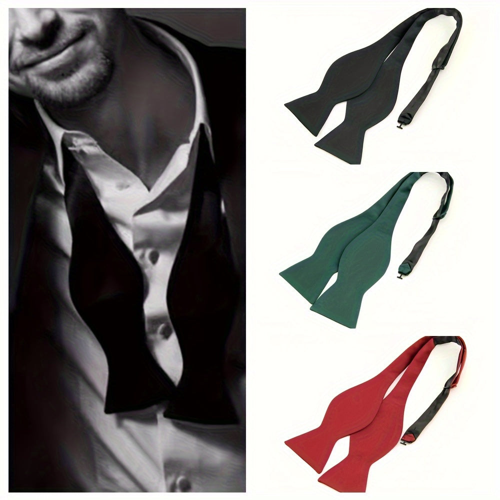 Men's Bow Tie for Weddings and Formal Events Black Satin Adjustable Accessory