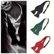 Men's Bow Tie for Weddings and Formal Events Black Satin Adjustable Accessory