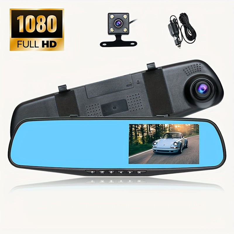1080P HD Avtomobil paneli kamerası Kecha ko‘rish Dual ekran oldi orqa yozuv 64GB xotira