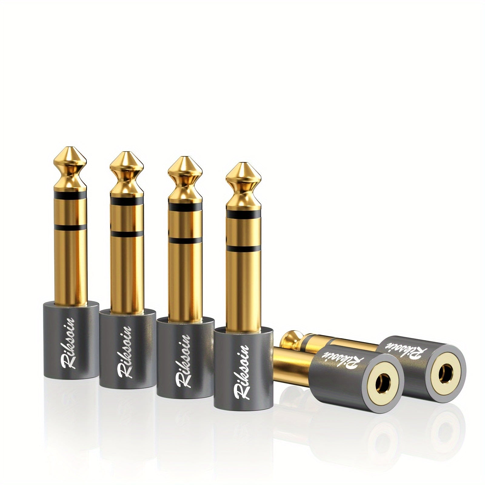 6.35mm Male to 3.5mm Female Stereo Headphone Adapter Alloy Black High Fidelity