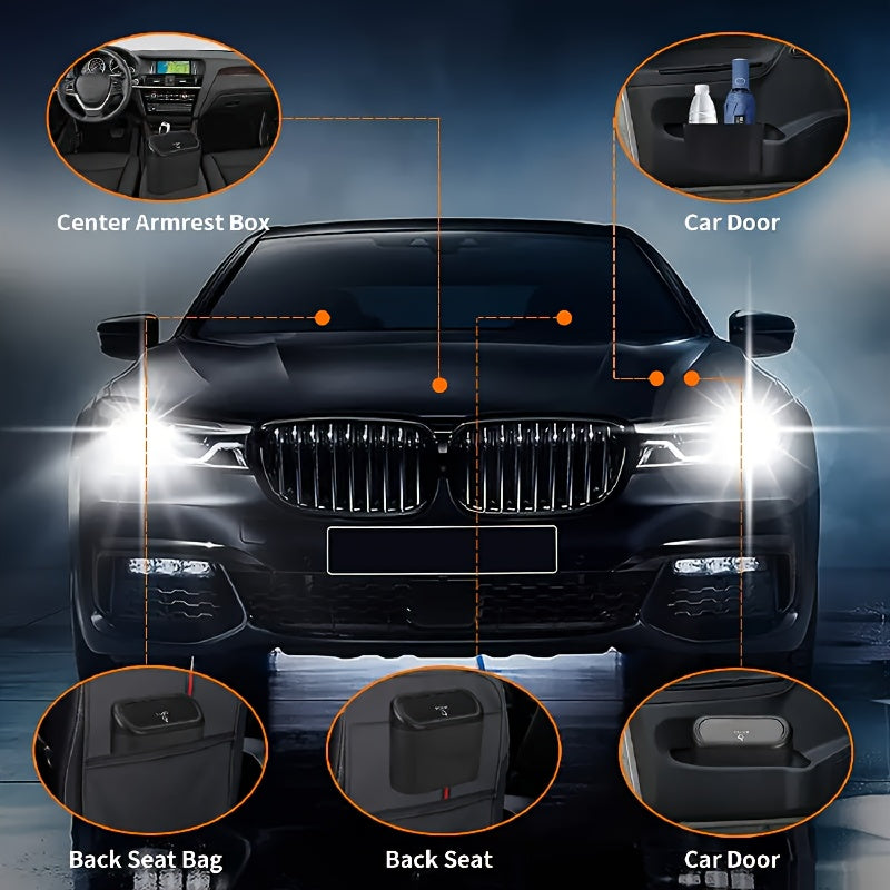 Conjunto de cubo de basura para interior del coche, 1 paquete con 2 rollos de bolsas de basura, organizador