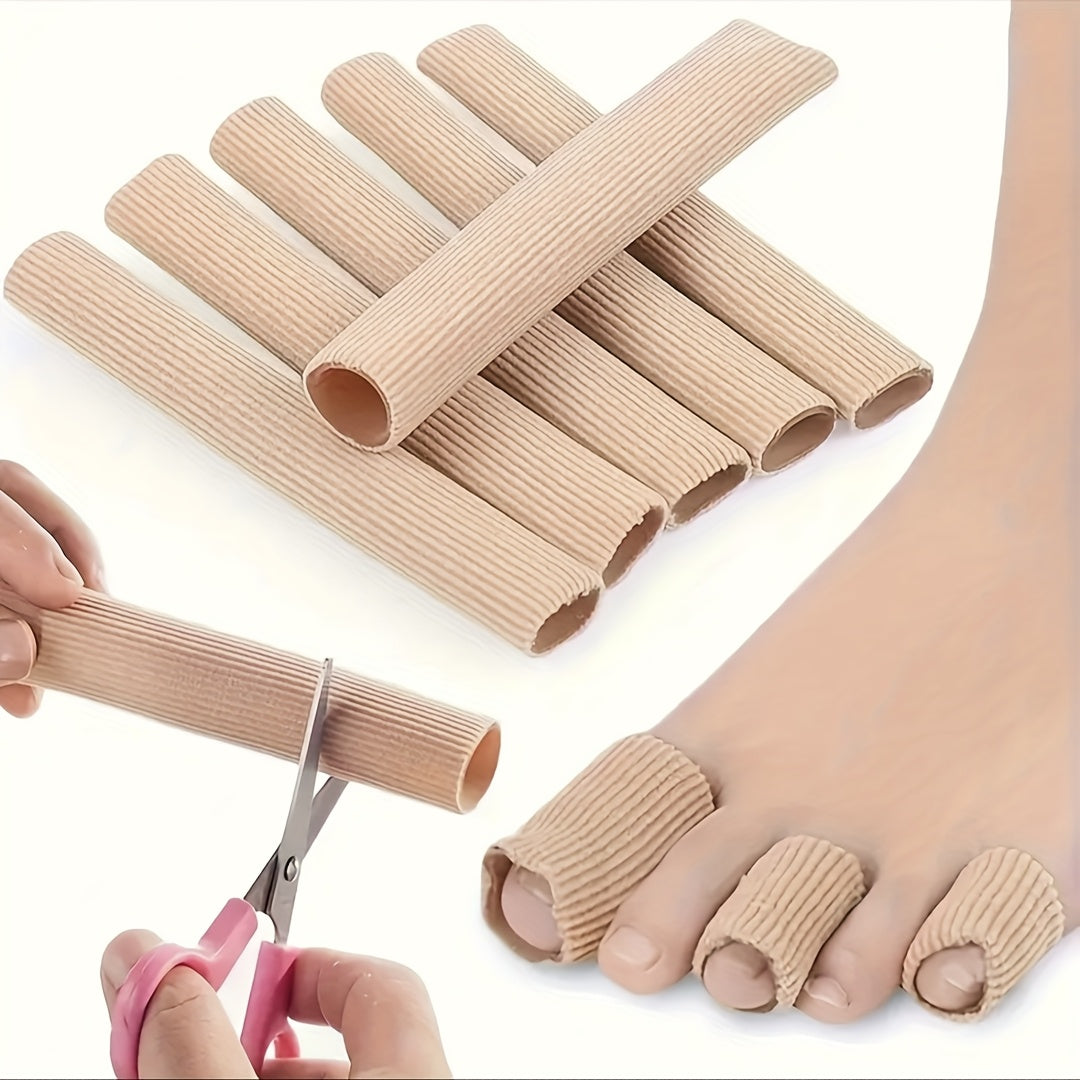 Unisex Silicone Toe and Finger Sleeves Beige Cut-to-Fit Protective Gear