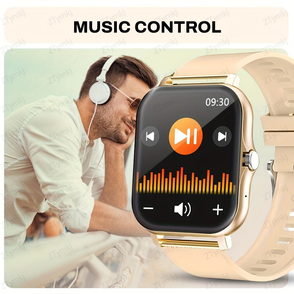 2025 Smartwatch 4.65cm Full Touch Screen Music Player Camera Sports Step Counter Weather Forecast Wireless Calls Compatible with Android iPhone