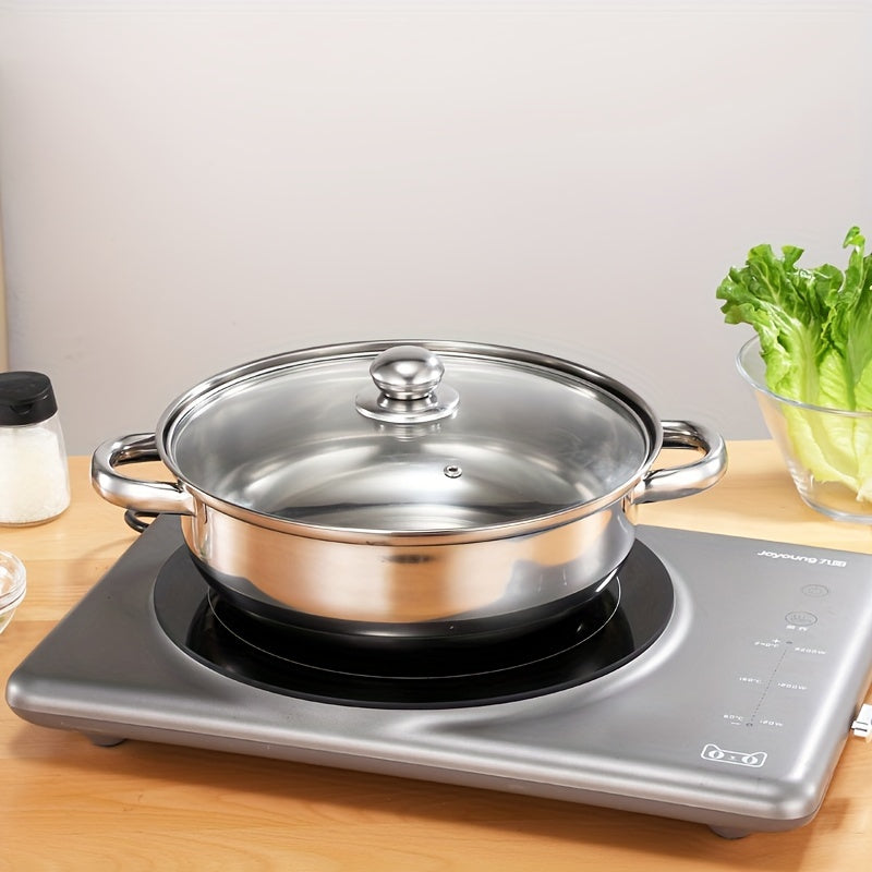 Stainless Steel Double-Layer Steamer Pot with Transparent Lid and Composite Bottom