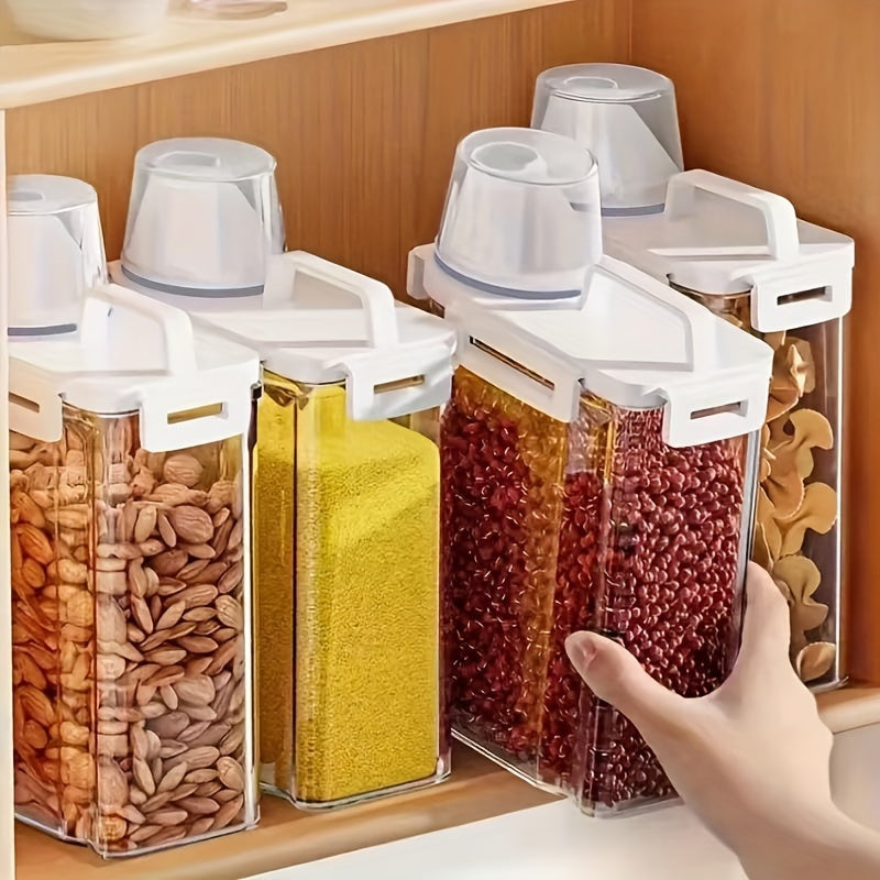 Kitchen Storage Containers Set with Rice Barrels, Fresh-Keeping Boxes and Measuring Cups