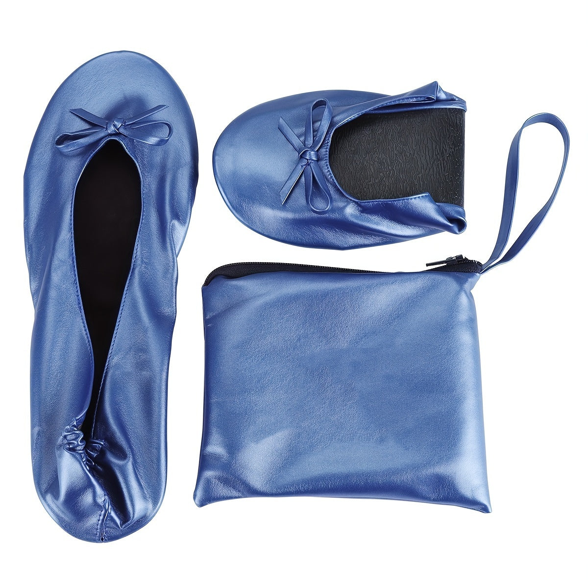 Women's Gold Ballet Flats with Sequin Bow Slip-On Dress Shoes