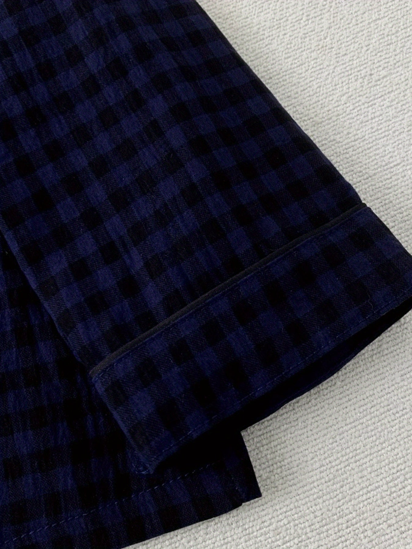 Women's Embroidered Puppy Plaid Pajama Set Plus Size Long Sleeve Casual Sleepwear