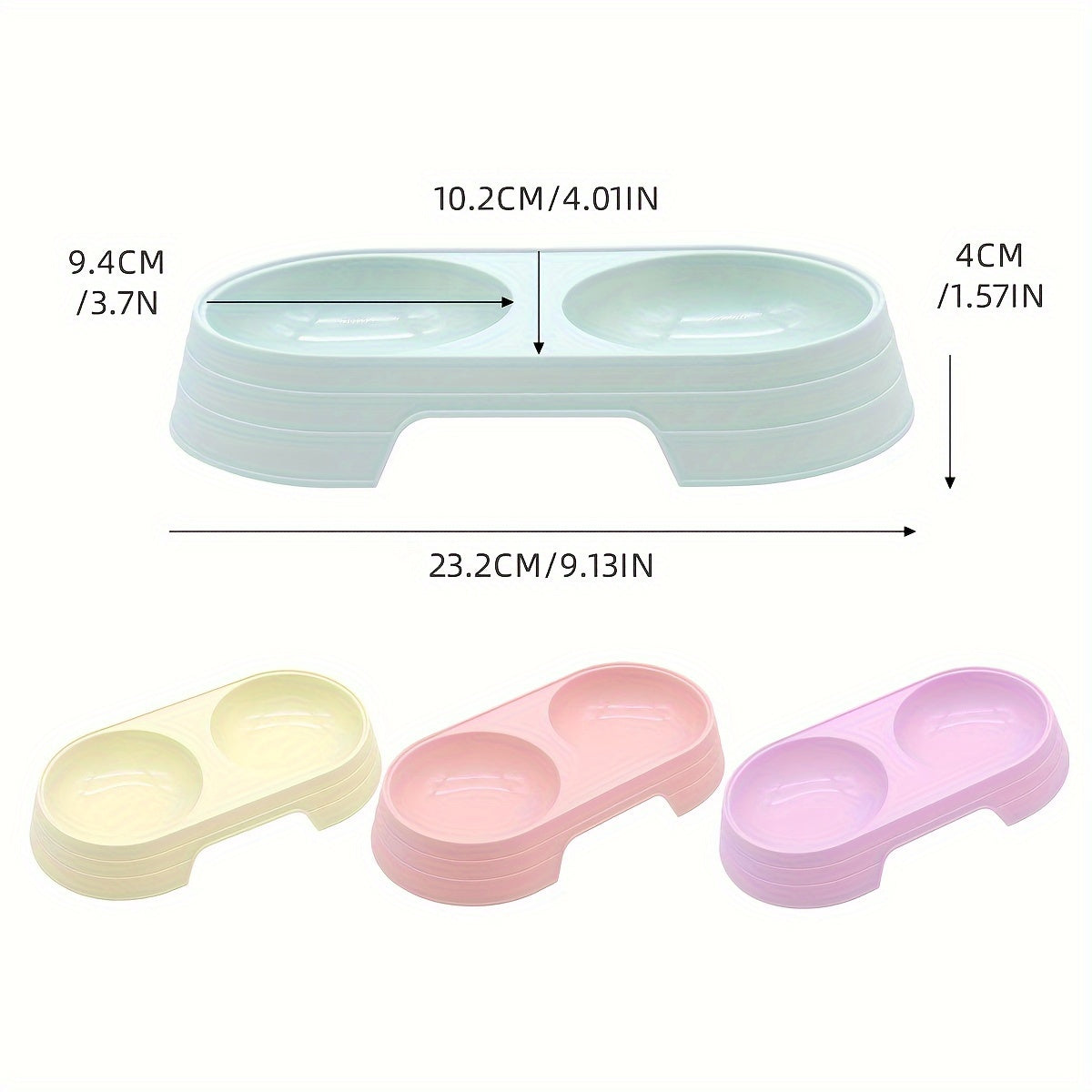 Estación de comida y agua para gatos, duradera, de PP, 2 en 1, con múltiples compartimentos, plato de alimentación interior en morado, amarillo, rosa, verde azulado