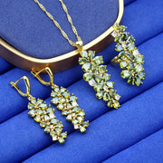 Women's Vintage Cubic Zirconia Jewelry Set with Tennis Bracelet Earrings Pendant Necklace Ring