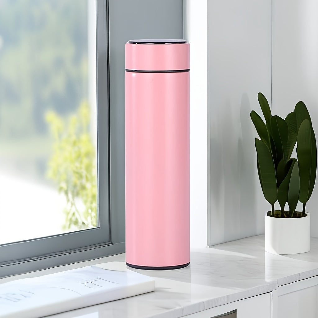 Stainless Steel Insulated Flask with Temperature Display 16.2oz Reusable Thermal Bottle for Sports and Travel