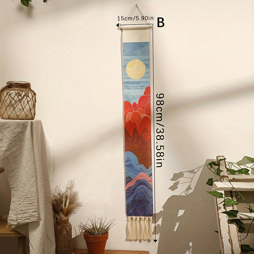 Bohemian Style Wall Hanging Tapestry with Fringe for Living Room Bedroom Bathroom