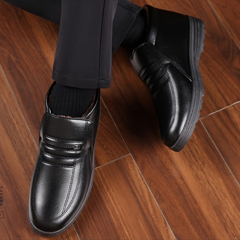 Zapatillas casuales para hombre con forro de felpa, antideslizantes, de caña baja, con plantilla de goma de color sólido