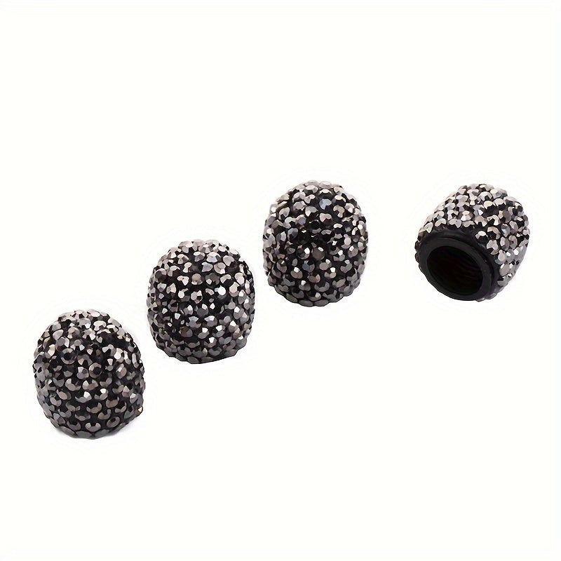 Avtomobil shinalari ventili qopqog'i, Kristal Bling, changga qarshi, g'ildirak qopqog'i, 4 ta paket