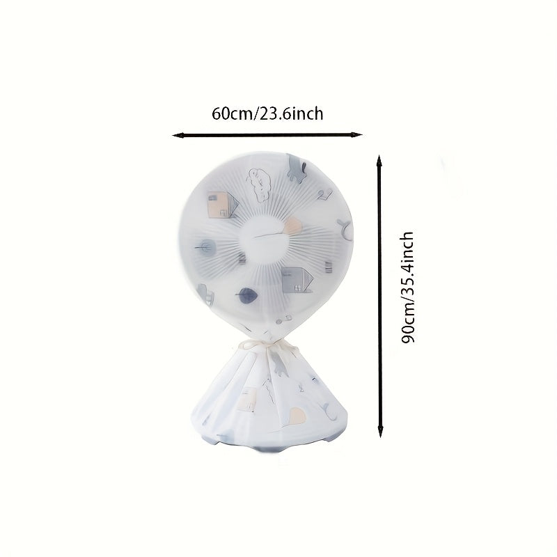 White Fan Cover with Animal Designs Waterproof Dustproof for Electric Floor Fans