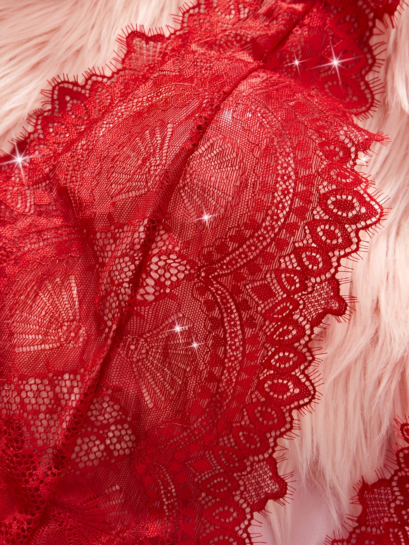 Women's Lace Bodysuit Lingerie for Valentine's Day with Eyelash Detailing