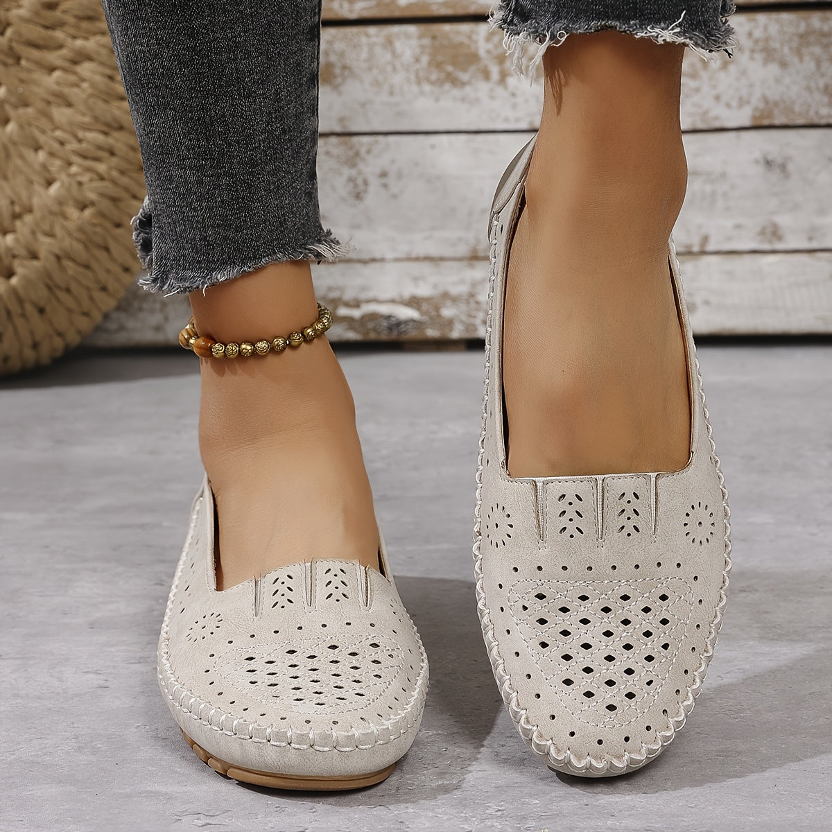 Zapatos planos retro para mujer, transpirables, ligeros, de PU, para todas las estaciones, antideslizantes