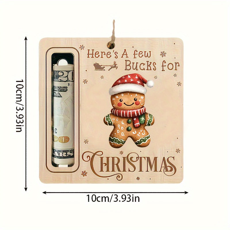 Adorno de árbol de Navidad con Santa, muñeco de nieve, galleta de jengibre, campanas, bastón de caramelo, madera artificial