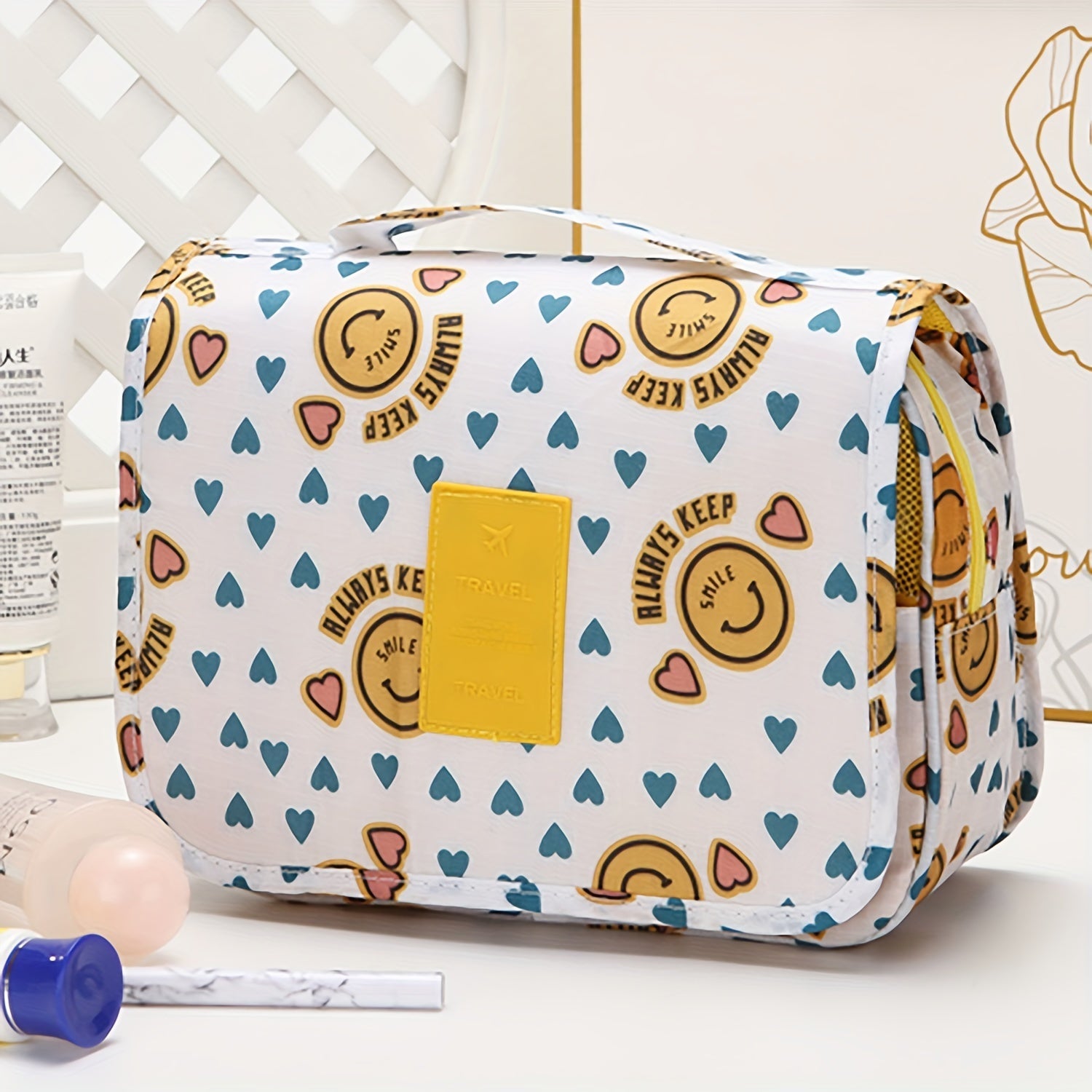 Travel Organizer Bag with Multiple Layers for Dry Wet Separation Green Blue Polyester