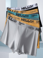 5 dona erkaklar uchun nafas oladigan, cho'ziluvchan boxer shortlari, geometrik naqshli tikuv bilan.