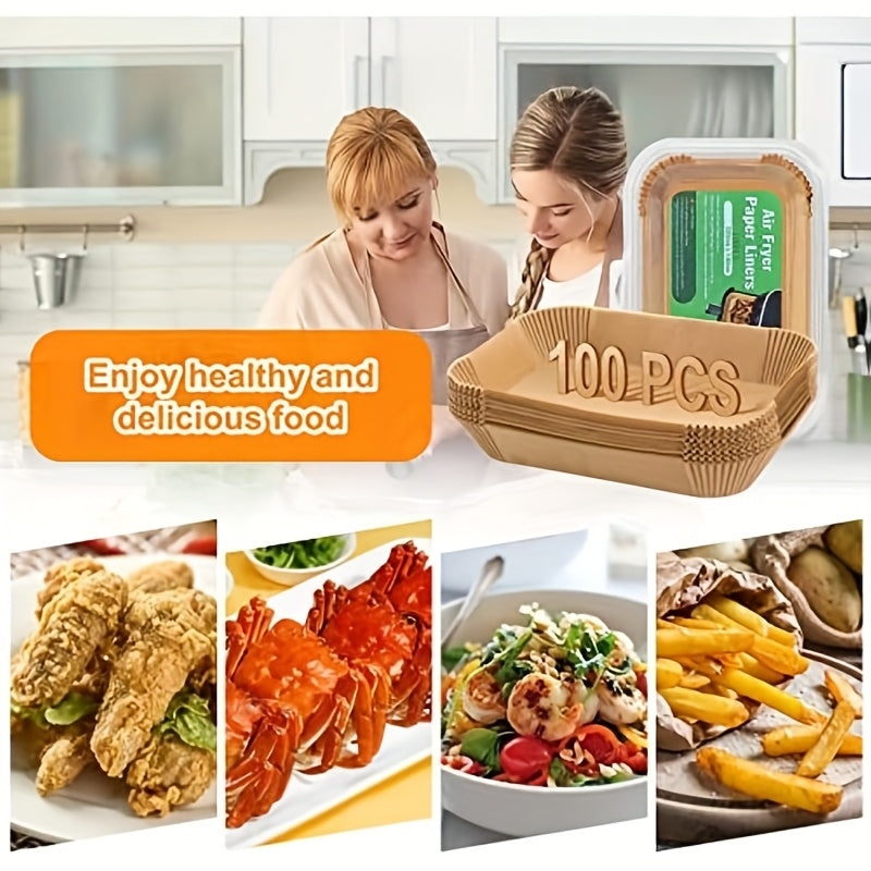 Havo fritöz uchun 100 ta yopishmaydigan qog'oz qoplami, suv va yog'ga chidamli