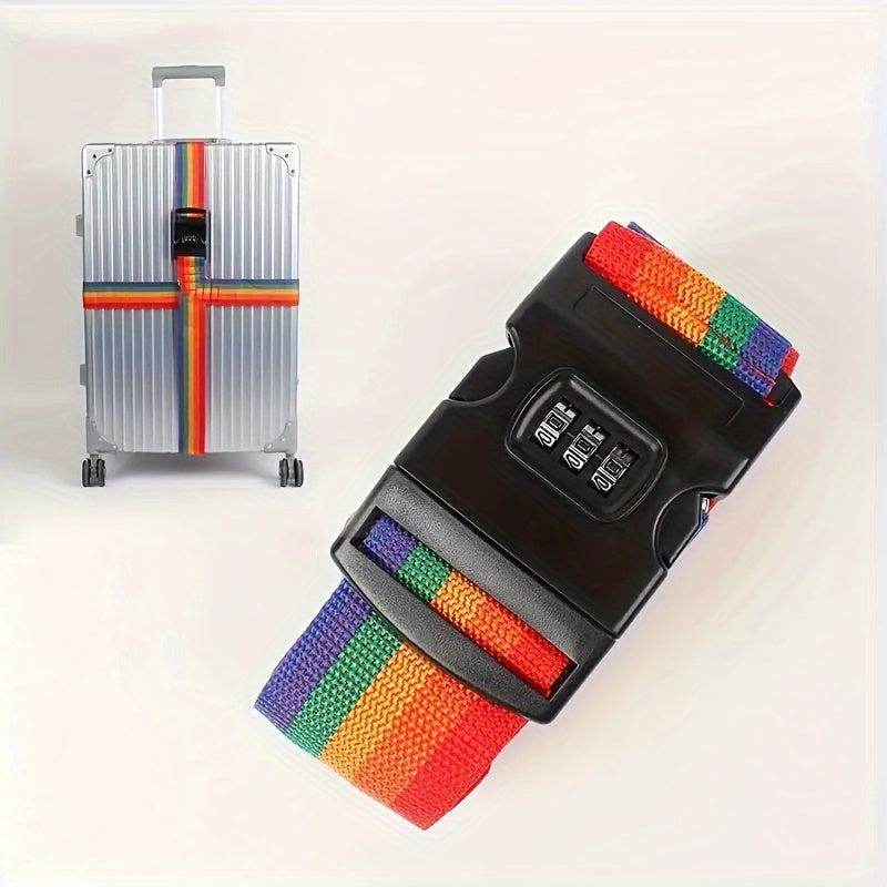Nylon Luggage Strap with Combination Lock, Adjustable Travel Suitcase Belt, Pack of 1