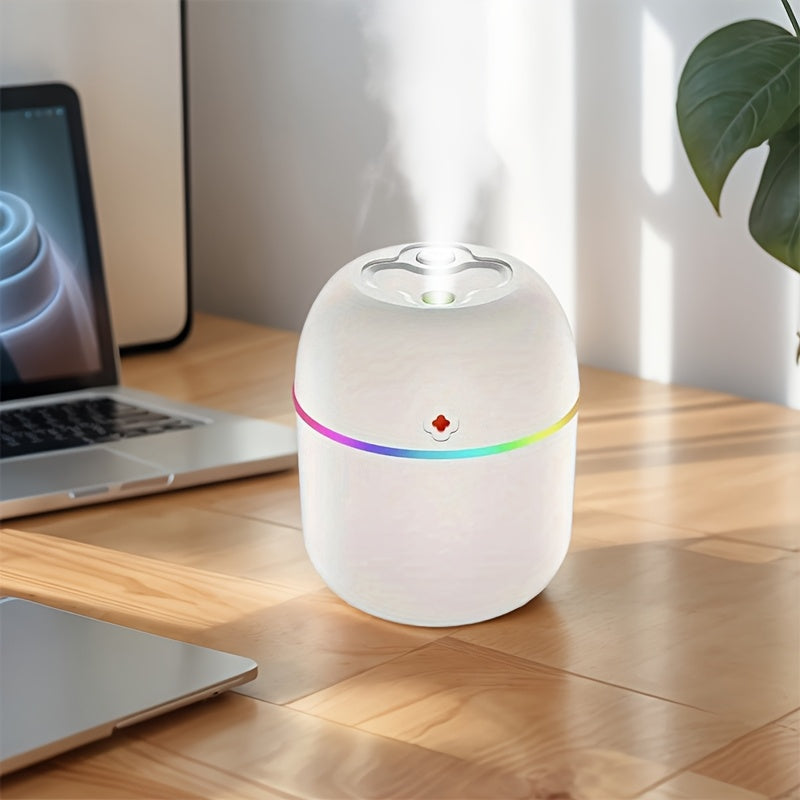 Modern White USB Humidifier for Bedroom and Home with Colorful Accents