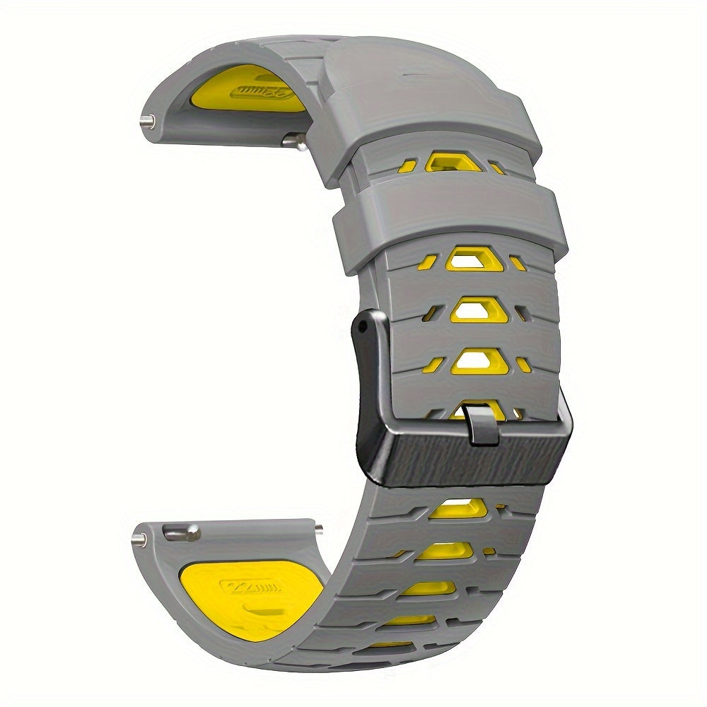 22mm Two-Tone Silicone Smart Watch Strap Breathable Adjustable Replacement for Sports Watches