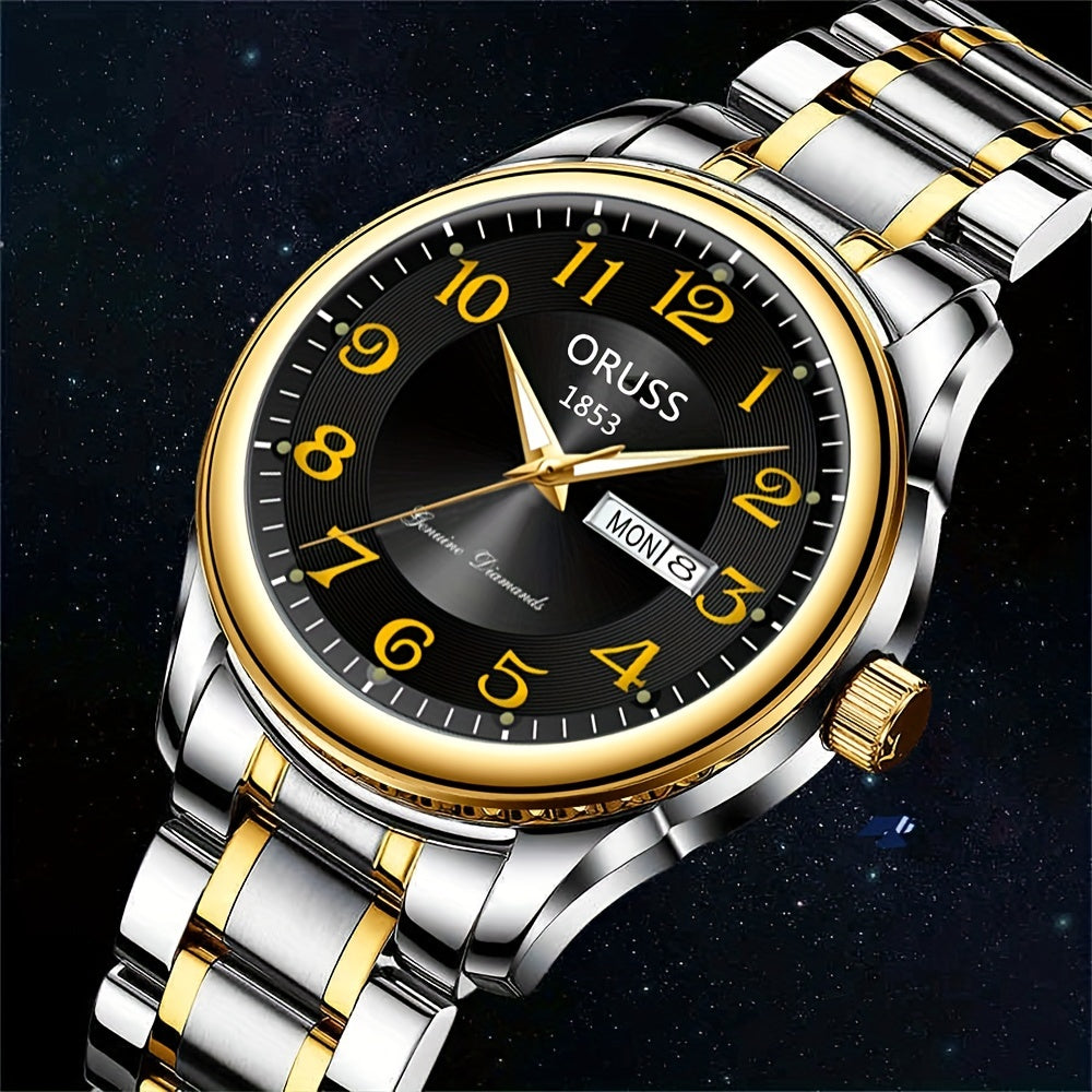 Men's Business Watch Digital Quartz Watch with Calendar and Alloy Case