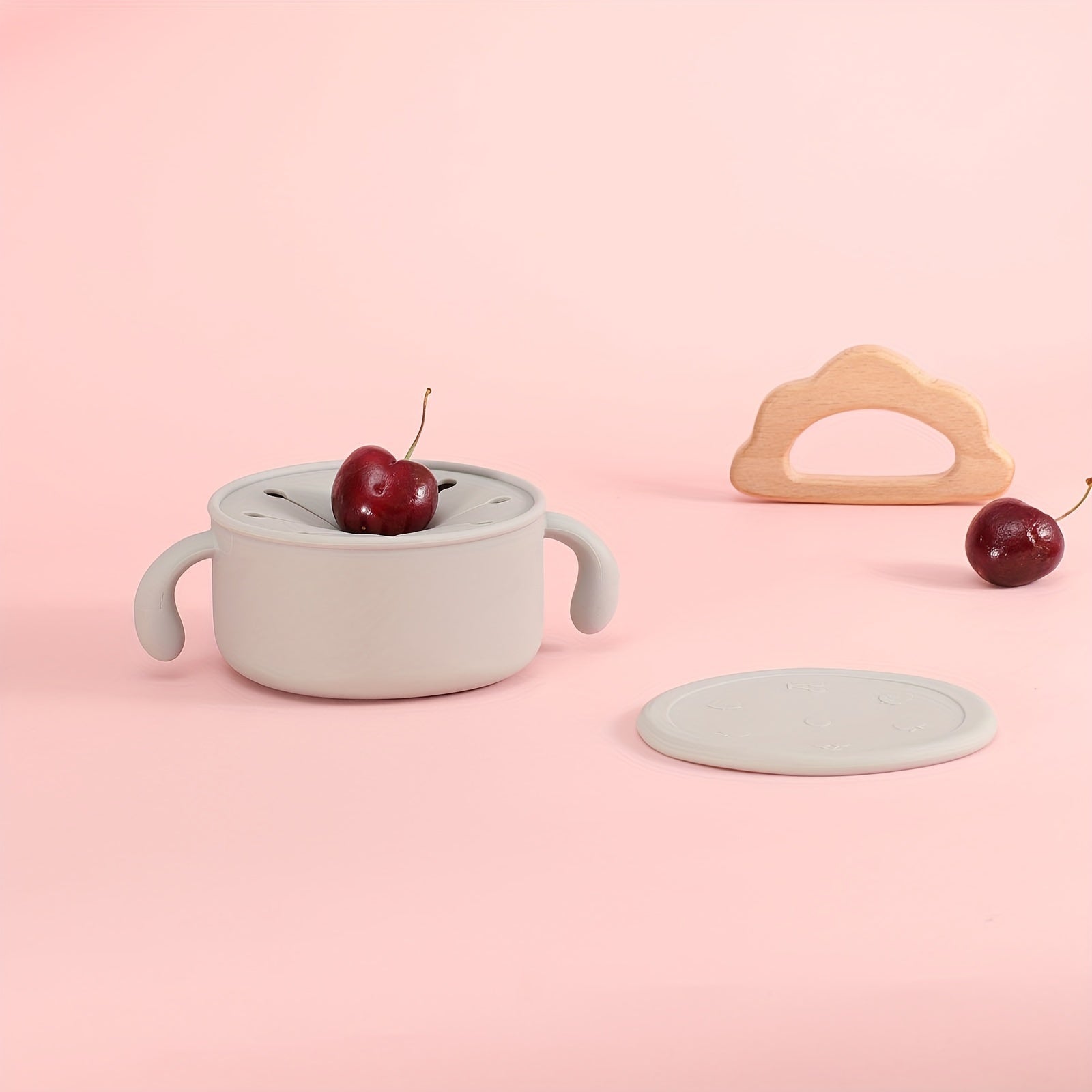 Baby Silicone Snack Bowl with Dustproof Cover and Food Supplement Cup for Food Safety