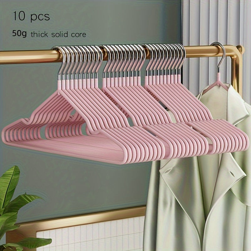 10pcs Stainless Steel Clothes Hangers Non-Slip Durable Thick Core for Adults and Children