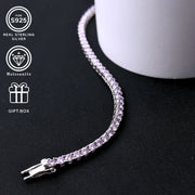 Men's and Women's Moissanite Tennis Bracelet Silver Round Chain Gift for Birthdays Valentine's Weddings Christmas